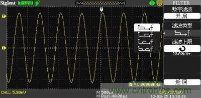 1KHz信號 ，打開數字濾波，測量值為1KHz