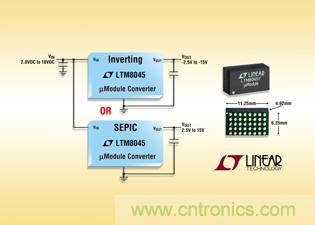 全集成型負輸出、升壓或降壓-升壓型µModule 轉(zhuǎn)換器可提供高達700mA