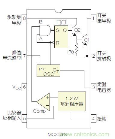 圖2：MC34063是該電路核心。