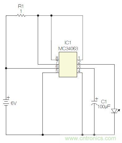 圖1：閃光燈標電路圖。