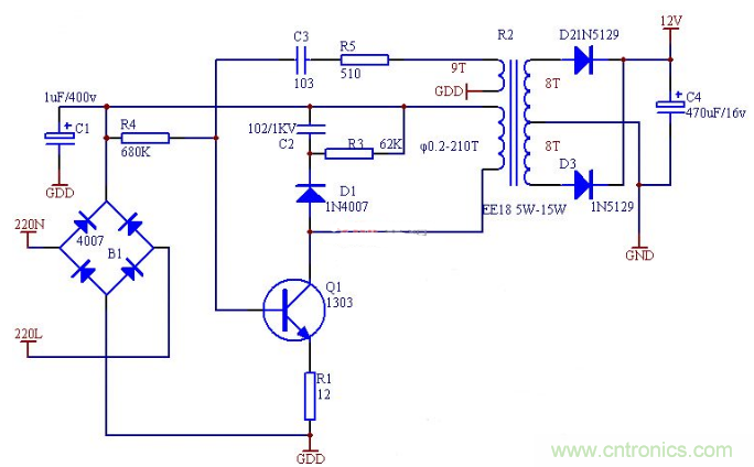 六款簡單的開關(guān)電源電路設(shè)計(jì)，內(nèi)附原理圖詳解