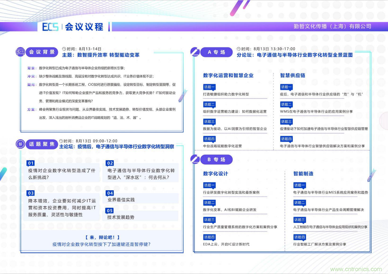ECS 2020|第二屆中國電子通信與半導體CIO峰會正式啟動！